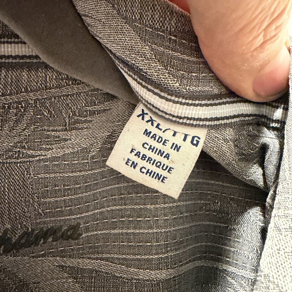 Tommy Bahama Gray Palm-Print Short Sleeve Camp Shirt - Picture 4 of 5